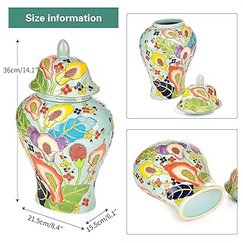 Amazon.com: Sungmor Decorative Ceramic Ginger Jar with Lid